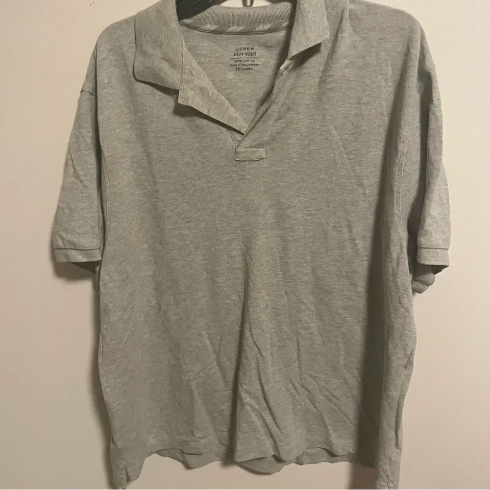 J.Crew Repp Light Gray 100% Cotton Polo- Size 2XL